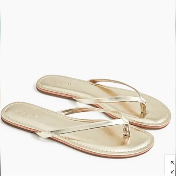 NWOT J.Crew Factory Women's Easy Summer Flip-Flops Size 7 Gold Metallic - Picture 2 of 8